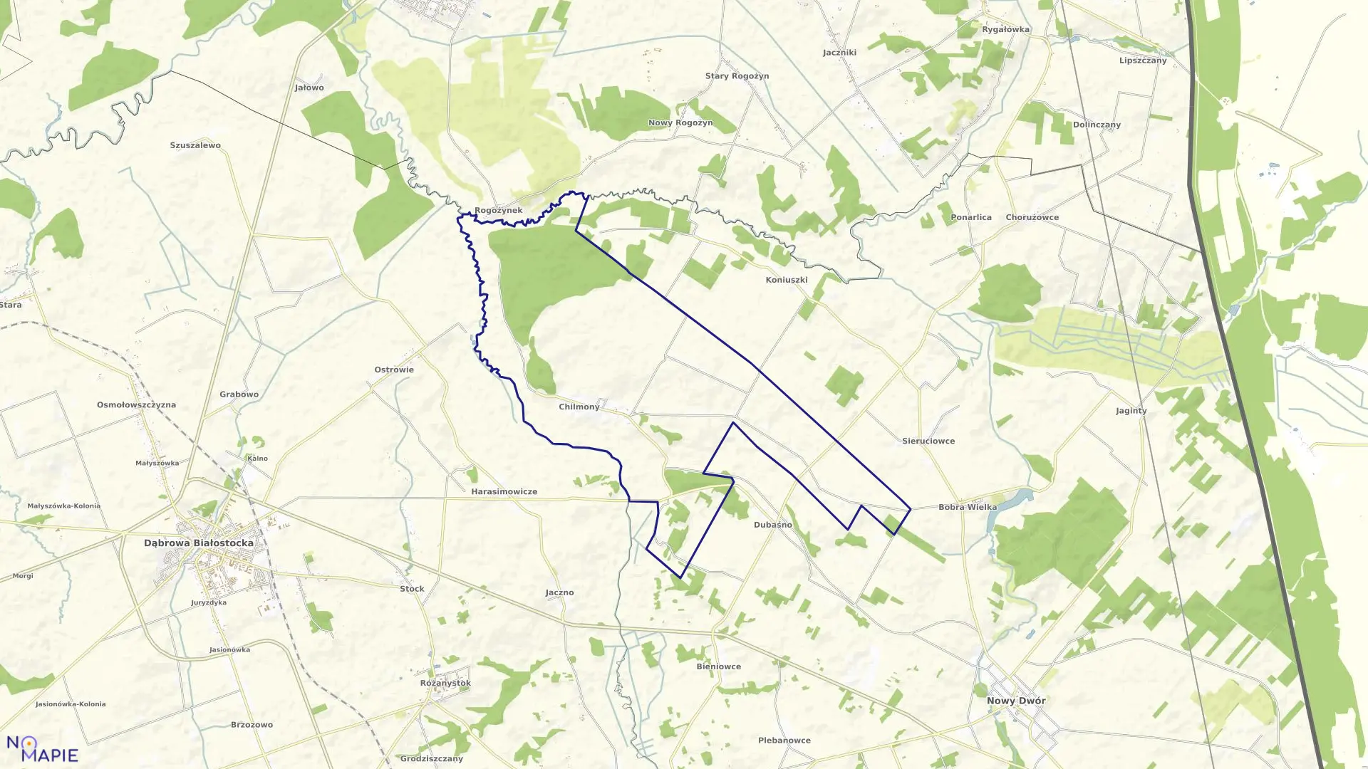 Mapa obrębu CHILMONY w gminie Nowy Dwór