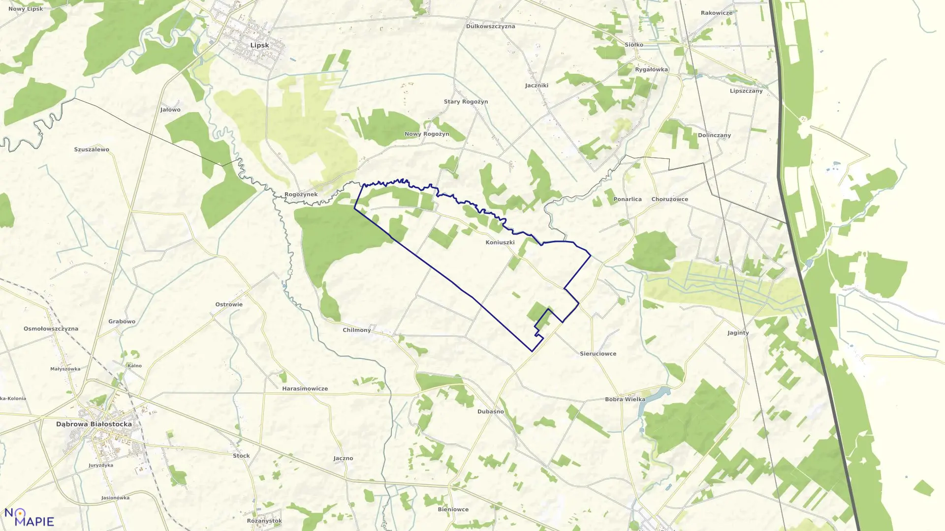 Mapa obrębu KONIUSZKI w gminie Nowy Dwór